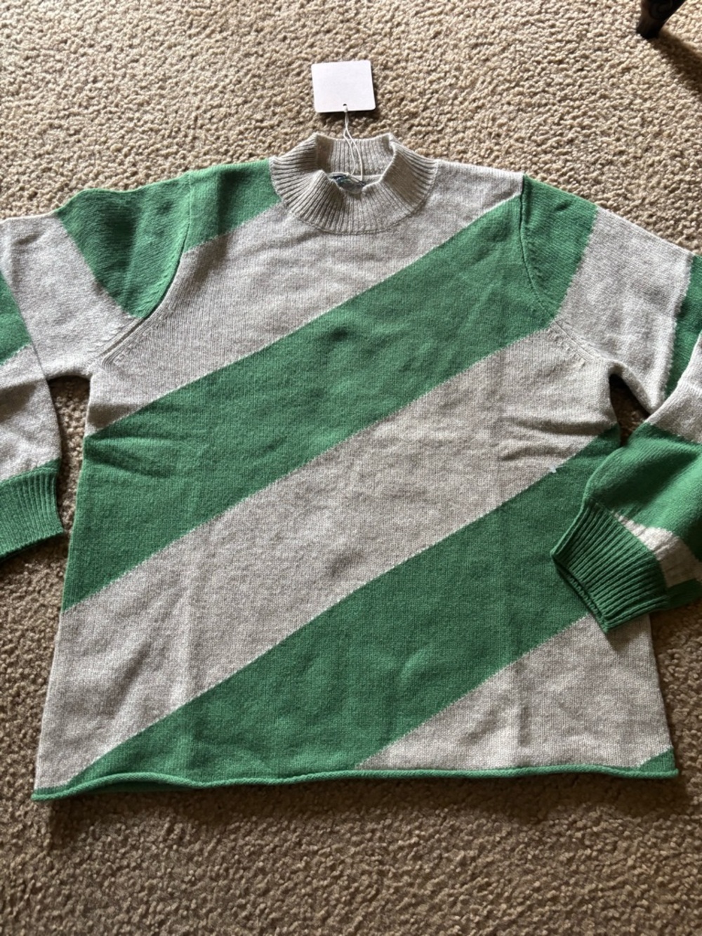 Gudrun Sjoden Womens Wool Knit Striped Sweater Bubble Sleeve Size S